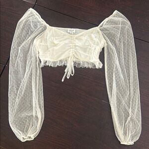 Kendall & Kylie White Puff Sleeve Crop Blouse